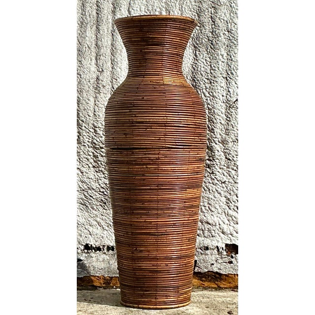 Vintage Coastal Pencil Reed Floor Vase For Sale In West Palm - Image 6 of 6