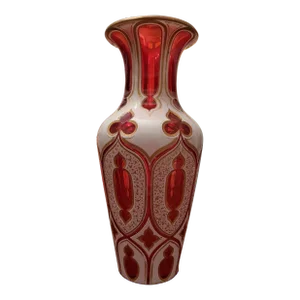 Large Ruby Antique Bohemian Glass Moser Cranberry Overlay Vase