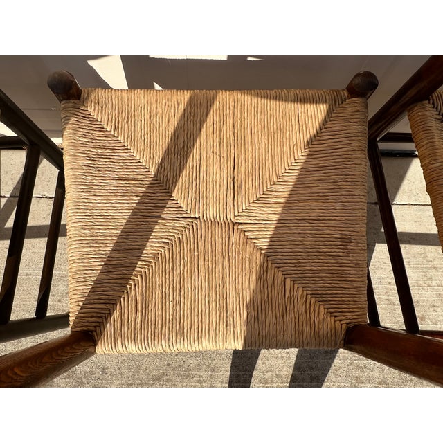 Vintage Rustic Wood Rattan Dining Chairs Set of 6 For Sale - Image 13 of 13