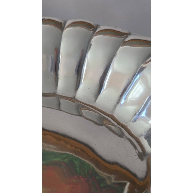 Silver Vintage Mexican Polished Aluminum Scallop Shell Bowl, Attributed to Old Town Imports For Sale - Image 8 of 14