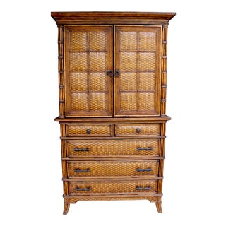 1970s Boho Chic Faux Bamboo Cabinet/Armoire For Sale