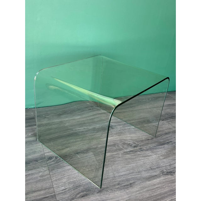 Glass 1970's Mid-Century Modern Bent Glass End Table For Sale - Image 7 of 8
