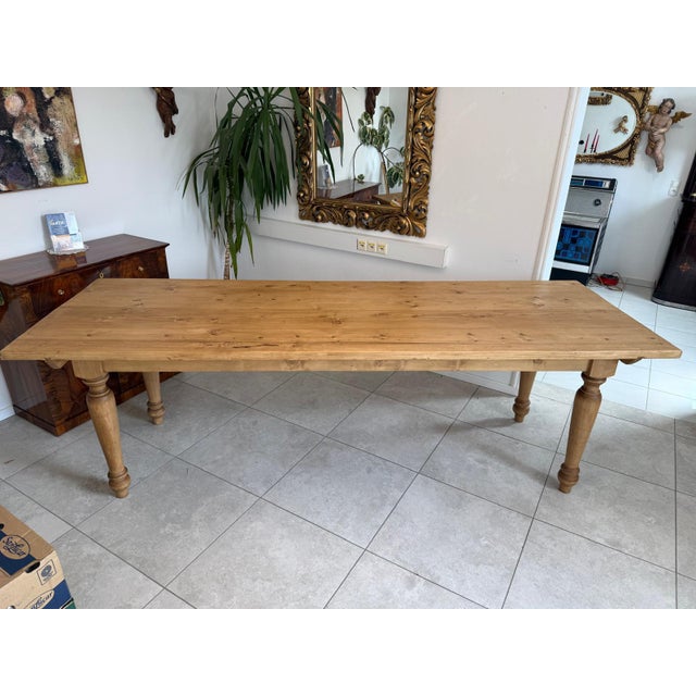 Massive, restored refectory table, knight's table, original piece. Dimensions: Height x Width x Depth 89 x 275 x 92 cm....