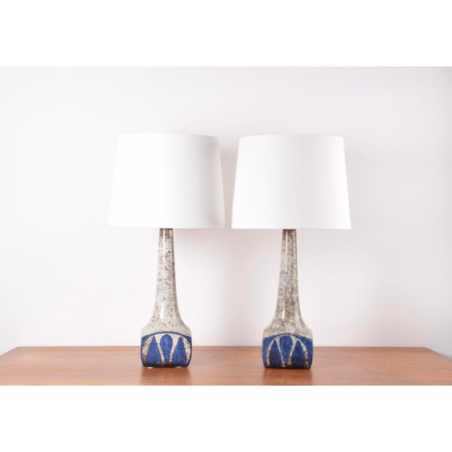 Pair of tall ceramic table lamps designed by marianne starck for the danish ceramic workshop michael andersen & søn (ma&s)...