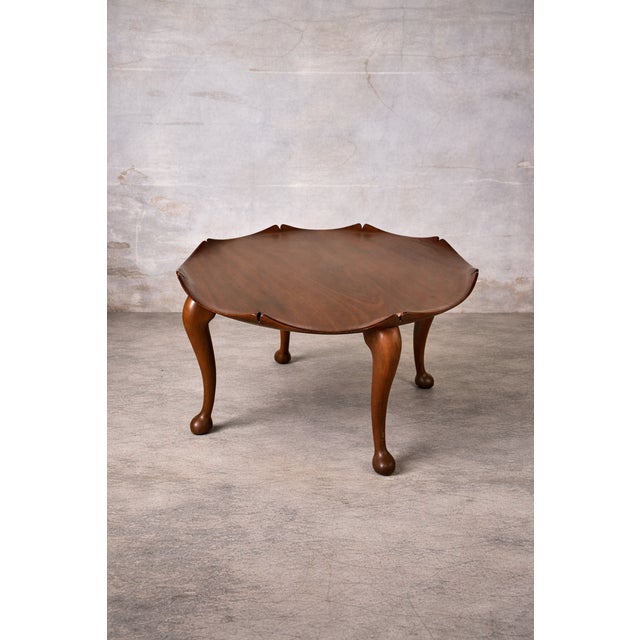 Mid-Century Sculptural Teak Lotus Coffee Table with Scalloped Edge and Cabriole Legs, 1970s, in Very Good conditions....