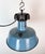 Metal Industrial Blue Enamel Factory Lamp with Cast Iron Top, 1960s For Sale - Image 7 of 18
