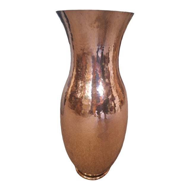 Vintage English Hand Hammered Copper Vase For Sale