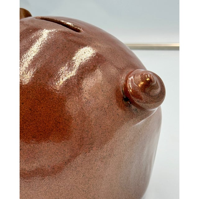 Brown 1980s Mahon Artisan Stoneware Piggy Bank All Original - Large Size For Sale - Image 8 of 12