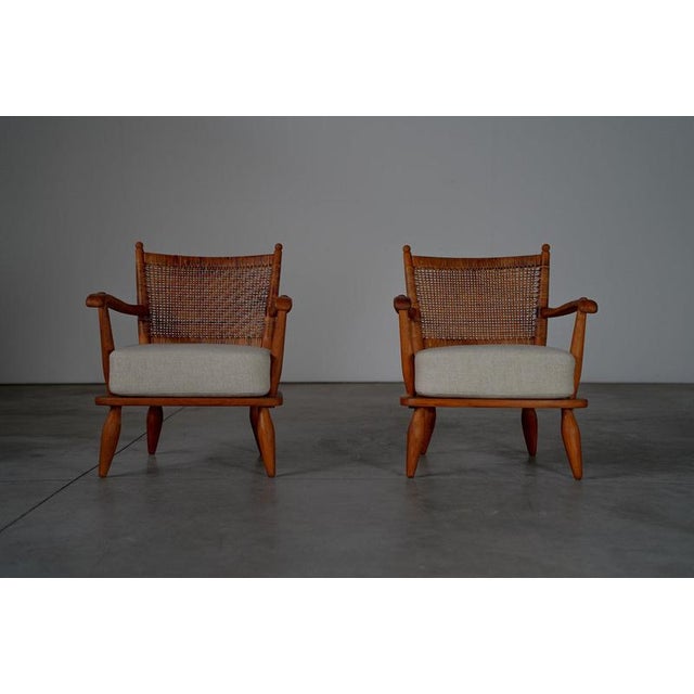 Lounge Chairs with Rattan Backrest, France, 1950s, Set of 2 For Sale - Image 3 of 18