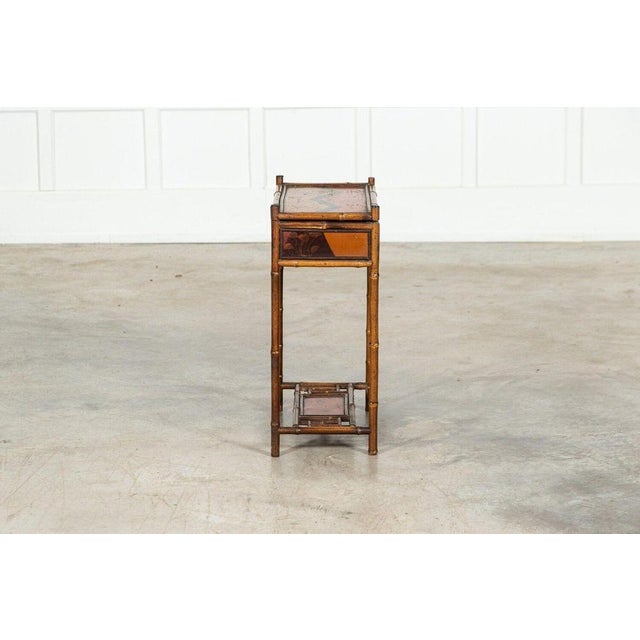 Antique English Bamboo Sewing Side Table, 1910 For Sale - Image 9 of 17
