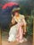 William Oliver Williams Victorian Oil Painting of a Lady with Red Parasol, Circa 1880 William Oliver (William Oliver...