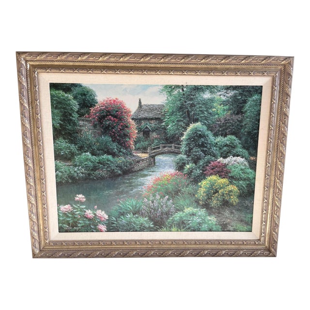 1980s Henry Peeters Hand-Embellished Giclee Landscape Impressionist Framed Reproduction Print For Sale
