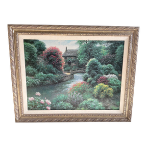 1980s Henry Peeters Hand-Embellished Giclee Landscape Impressionist Framed Reproduction Print