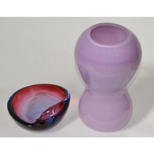Glass Large Italian Mid-Century Modern Sculptural Blown Murano Art Glass Bowl Ashtray For Sale - Image 7 of 12