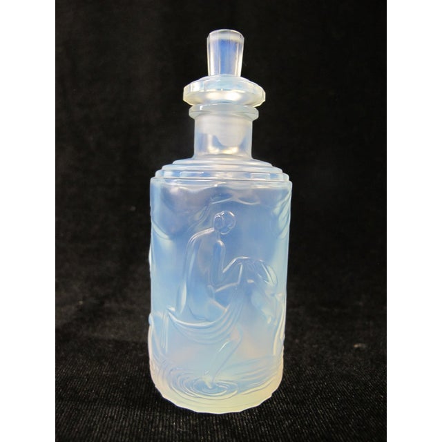 Sabino Blue Opalescent Dancing Nude Nymphs Art Deco Glass Perfume Scent Bottle For Sale - Image 10 of 11