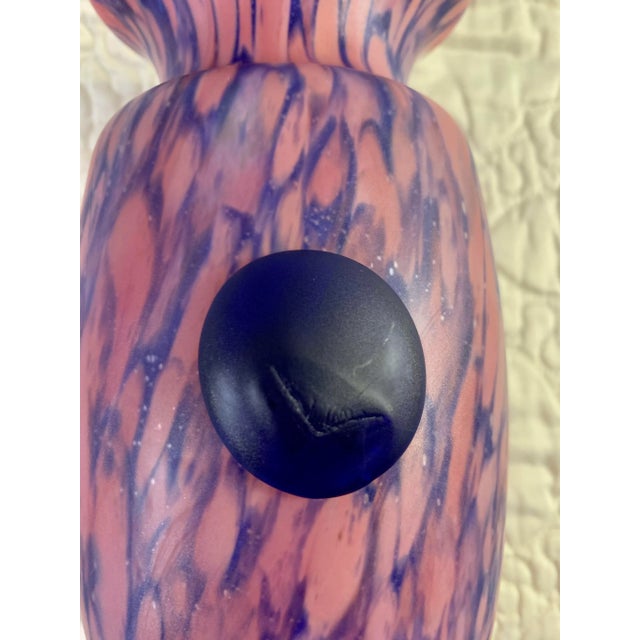 Art Nouveau Vintage 20th Century Satin Art Glass Vase With Applied Detail For Sale - Image 3 of 7