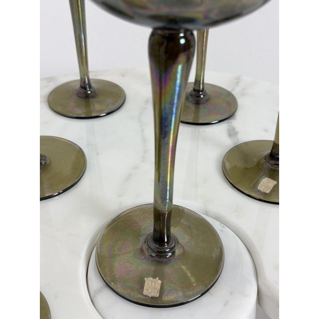 Luminescent Smoke Grey Wine Glasses, 1940s, Set of 6 For Sale - Image 6 of 12