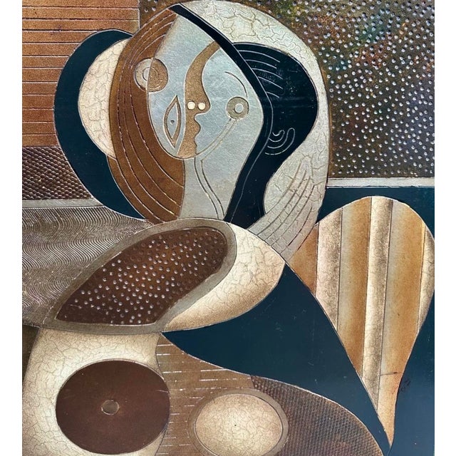 Pair Mid-Century Picasso-Style Carved & Gilded Wood Panels Attributed to Enrico Baj For Sale - Image 9 of 18