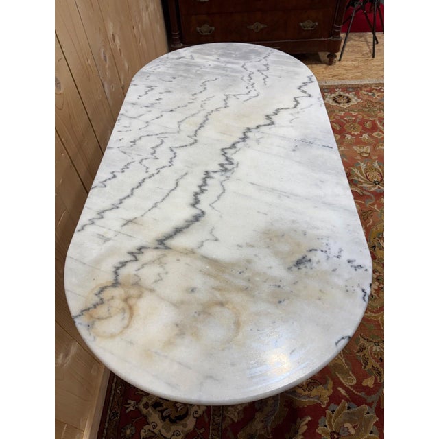 Antique Bistro Table in White Marble and Cast Iron, 1890s For Sale - Image 5 of 8