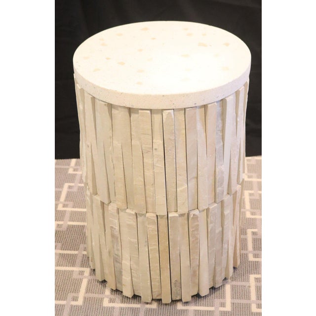 Stone 1980s Round Travertine Stone Side Table For Sale - Image 7 of 12