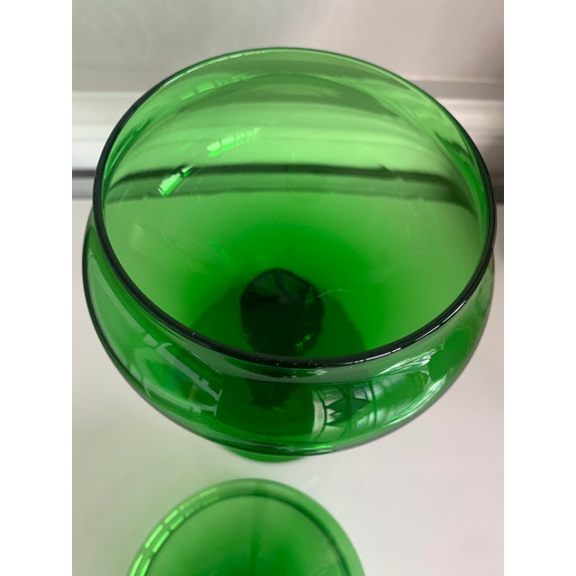 1960s 1960s Mid-Century Modern Pedestal Empoli Green Glass Lidded Candy Dish For Sale - Image 5 of 9