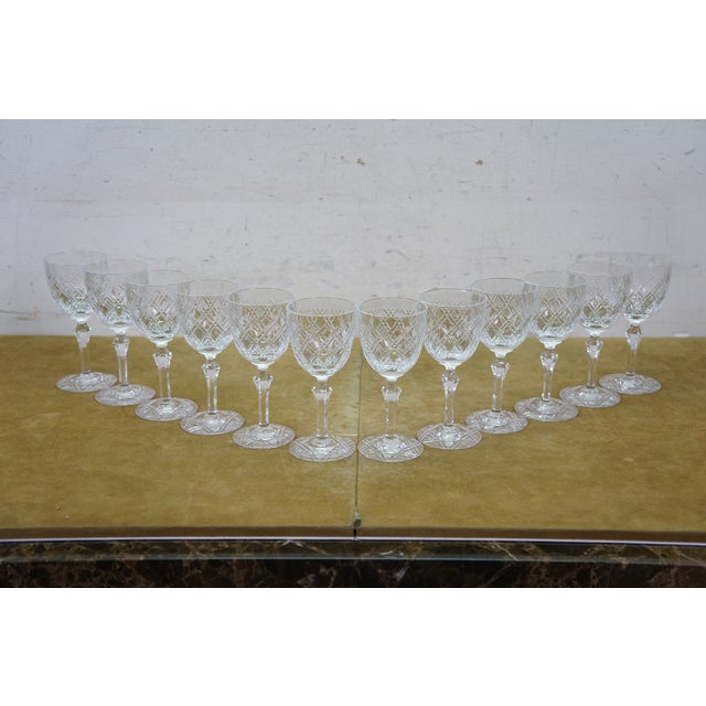 Antique Cut Crystal Stemware Wine Water Goblets Champagne Flutes Cordials - 71 pcs For Sale - Image 16 of 18
