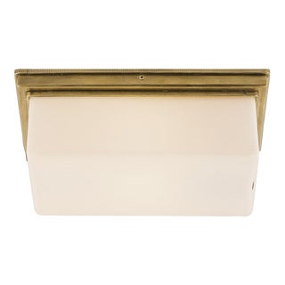 Thomas O'Brien for Visual Comfort Signature Newhouse Block Wall/Ceiling Light in Hand-Rubbed Antique Brass with White Glass For Sale