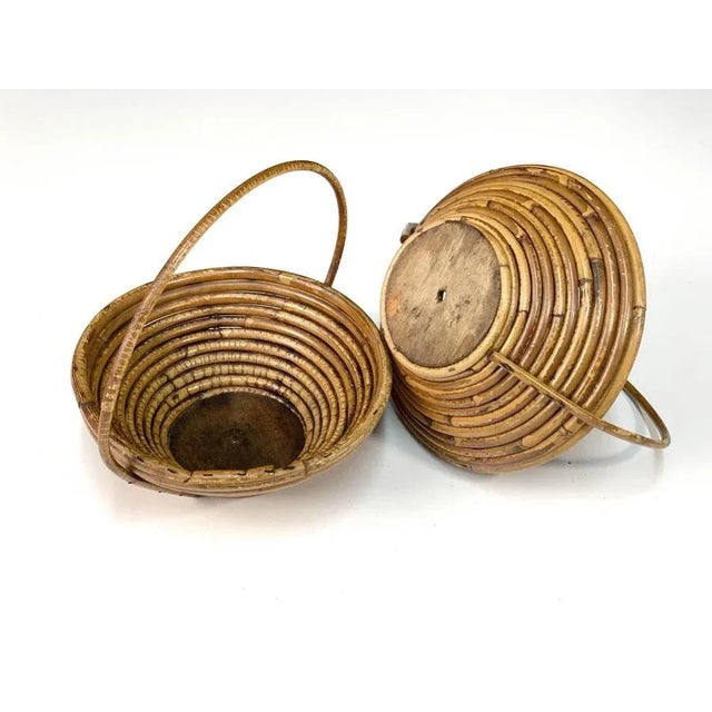 Mid-Century Bamboo and Rattan Bowls, 1970s, Set of 2 For Sale - Image 13 of 18