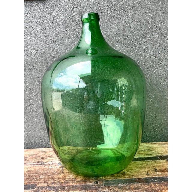 Vintage Green Glass Demijohn Bottle For Sale - Image 10 of 14