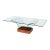 Mid-Century Modernage Curved Glass Cocktail Table W/ Rectilinear Walnut Base For Sale