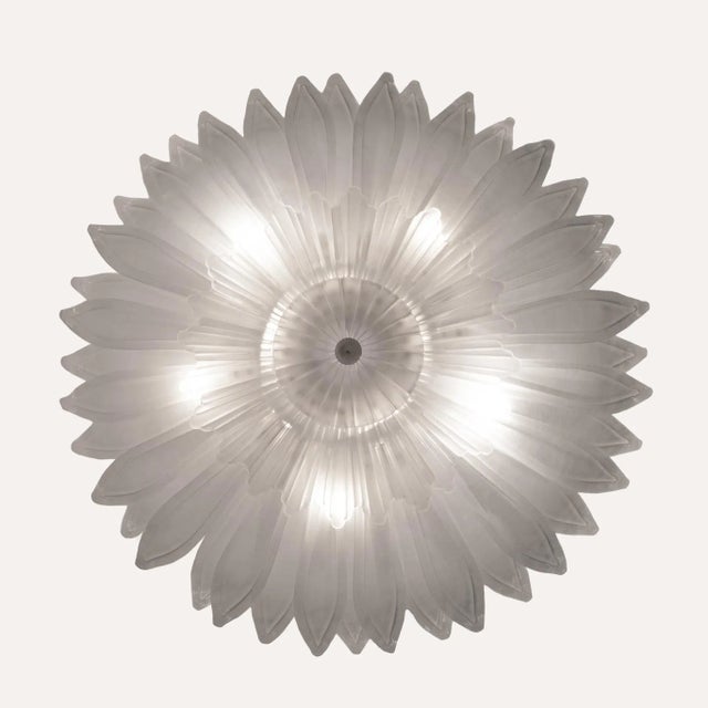 Large ceiling light in translucent murano lattimo glass, produced in murano by murano masters. The ceiling light has been...