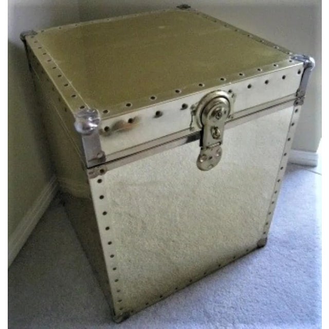 Modern Vintage Nautical Brass Trunk Studded Brass Hope Chest For Sale - Image 3 of 8