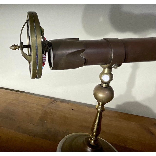 Exquisite Vintage Solid Brass & Onyx-Base Dual-Wheel Kaleidoscope For Sale - Image 9 of 14