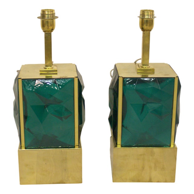 Murano Glass Table Lamps by Murano for Murano, Set of 2 For Sale