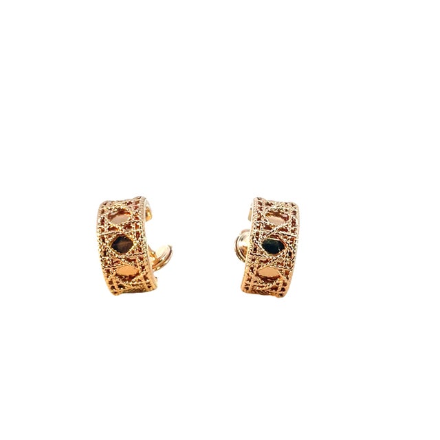 Christian Dior Cannage Motif Huggie Earrings, Pair For Sale In New York - Image 6 of 11