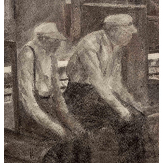 Contemporary Ben Lassen Railroad Workers Charcoal on Paper For Sale - Image 3 of 7