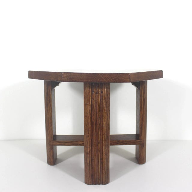 Vintage Oak Plant Stand Wood Stool Octagonal For Sale - Image 11 of 14