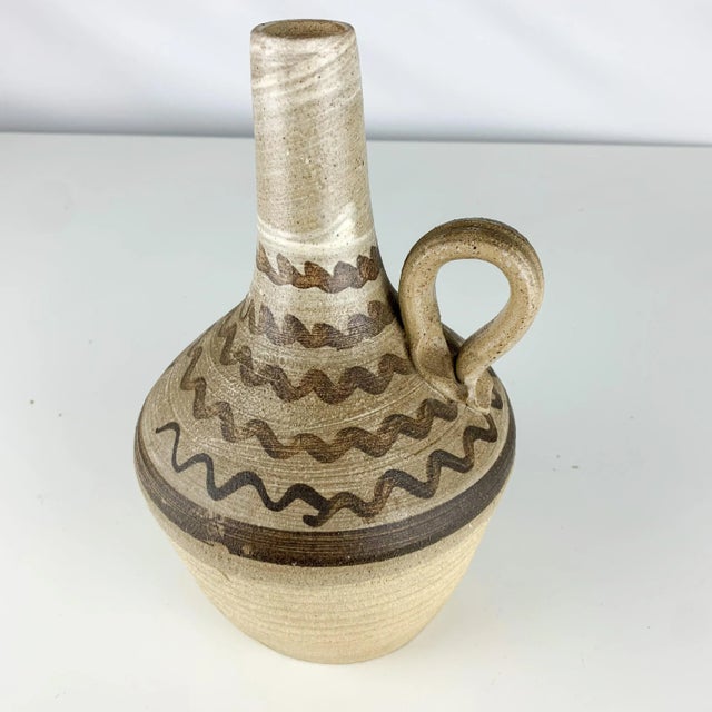 Vintage Signed Studio Pottery Vase Urn With Handle Earth Tone Southwest Decor For Sale - Image 13 of 13