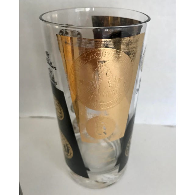 Mid 20th Century Set of 5 Cera Tall 22k Gold and Black Glasses For Sale - Image 4 of 6