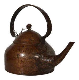 Vintage Hand-Hammered Copper Teapot With Patina From 20th Century, India