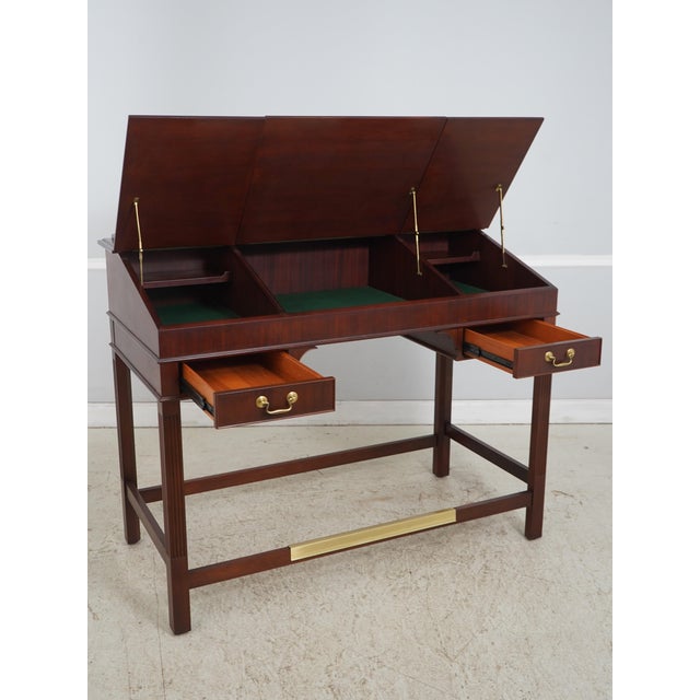 Traditional Jofco Mahogany Inlaid Bankers Architects Desk For Sale - Image 3 of 18