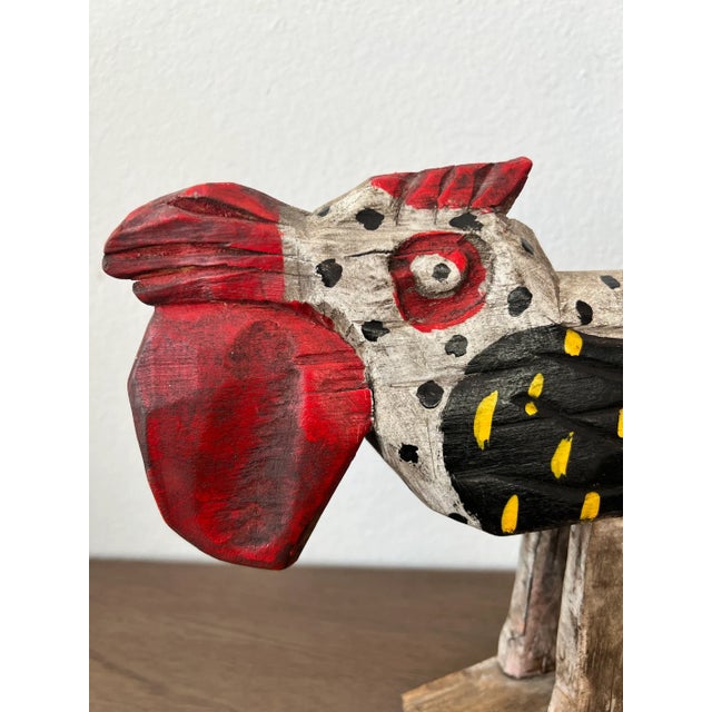 Whimsical Vintage Guatemalan Rooster Folk Art Sculpture For Sale - Image 4 of 10