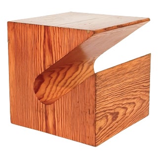 Sculptural Side Table in Pine Wood, 1970s For Sale