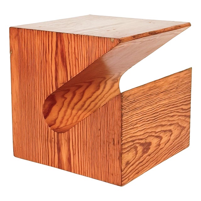 Sculptural Side Table in Pine Wood, 1970s For Sale