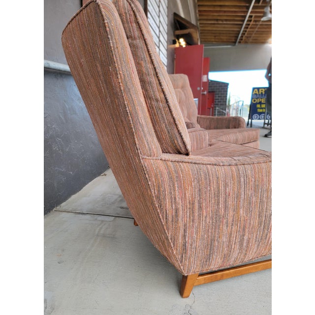 Brown Pair High-Back Mid-Century Modern Lounge Chairs Manner of Edward Wormley For Sale - Image 8 of 17