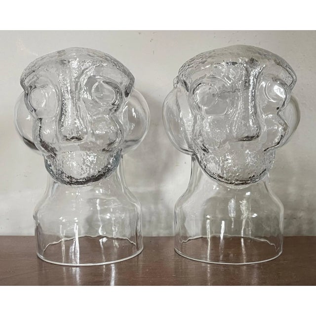 Mid-Century Modern Scandinavian Crystal Glass Candleholders in the Form of Heads or Busts With Stylized Faces - a Pair For Sale - Image 11 of 12