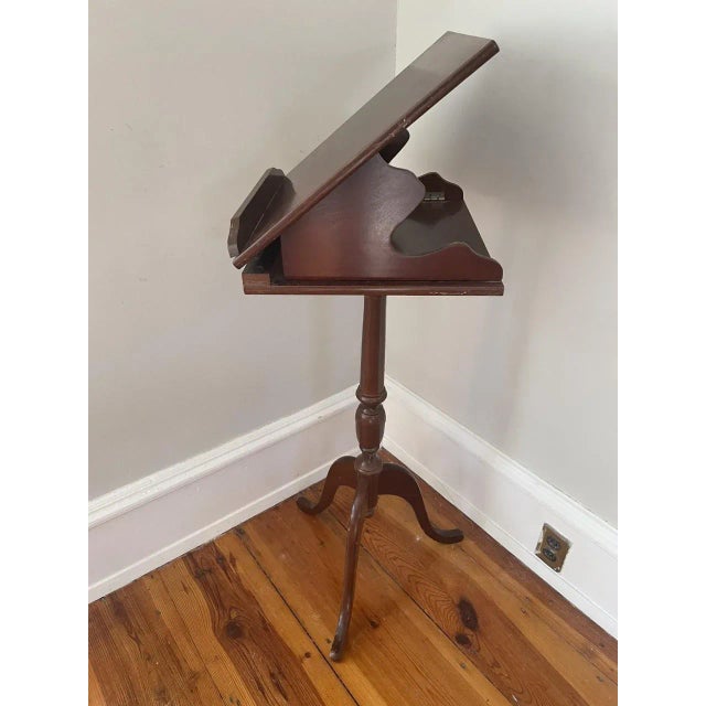 Mid 20th Century Queen Anne Style Mahogany Bookstand on Turned Pedestal Base For Sale - Image 9 of 9
