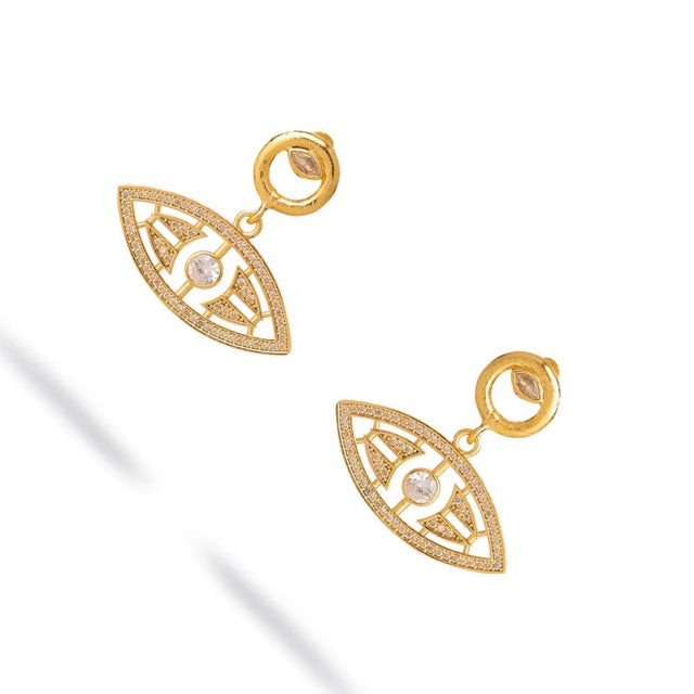 Early 21st Century Timeless Horizon Eye Gold Earrings, A Pair For Sale - Image 5 of 6