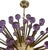 Striking Italian modern Sputnik chandelier, featuring radiant brass arms tipped with hand-blown purple Murano glass orbs....