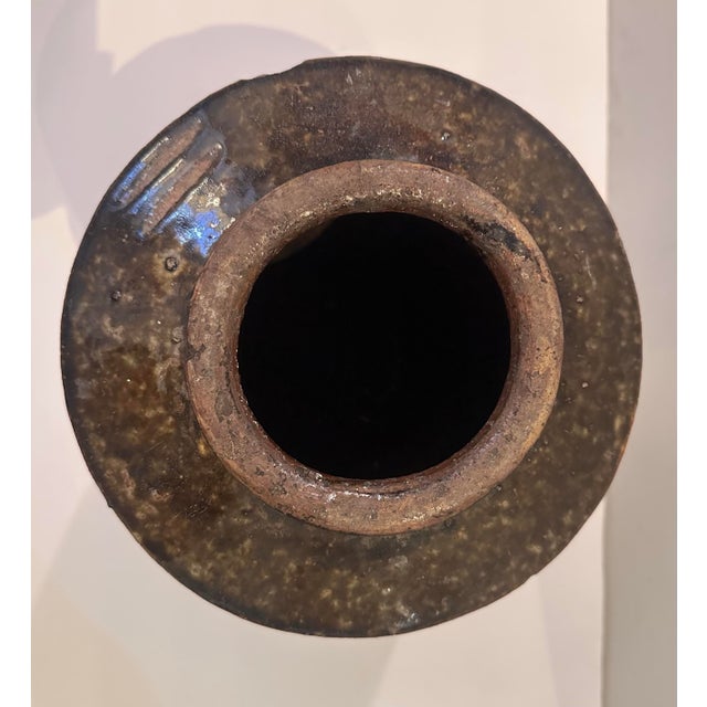 Vintage Studio Pottery Jar With Incised Leaf Motif For Sale In Miami - Image 6 of 7